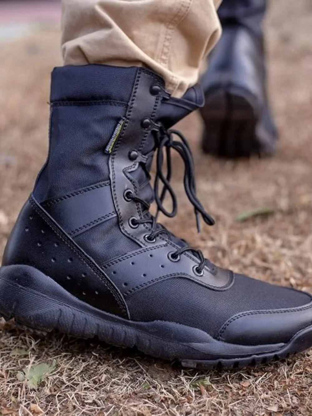 Men's Black Microfiber Tactical Military Combat Boots